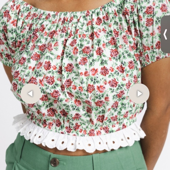 NEW WOMENS BATSHEVA MEDIUM Floral Off-Shoulder Top - Picture 12 of 13